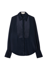 Tuxedo Shirt in Satin and Sandwashed Silk