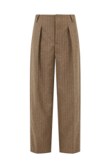 Barrel Leg Trouser in Pinstripe Wool