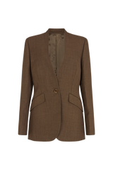 Collarless Single Breasted Jacket in Linen