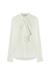 Cascade Ruffle Blouse in Sandwashed Silk Satin
