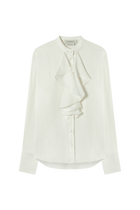 Cascade Ruffle Blouse in Sandwashed Silk Satin