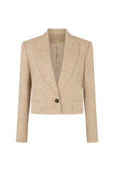 Cropped Single Breasted Jacket in Wool Silk