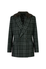 Double Breasted Jacket in Check Wool Flannel