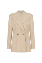 Double Breasted Jacket with Two Buttons in Wool Pinstripe
