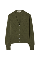 Argyle Pointelle Cardigan in Cashmere