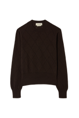 Argyle Pointelle Crew Neck Sweater in Cashmere