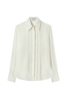 Front Pleat Blouse in Sandwashed Silk Crepe De Chine