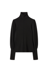 Turtleneck with Puff Sleeve in Merino Silk
