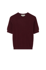 Pointelle Short Sleeve Tee in Knitted Silk