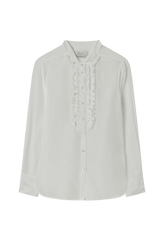 Ruffle Front Blouse in Cotton Silk