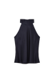Sleeveless Top with Bow Halterneck in Silk Satin