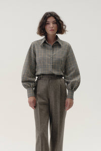 Wide Leg Trouser in Herringbone
