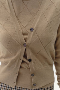 Argyle Pointelle Cardigan in Cashmere