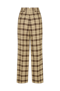 Cropped Straight Leg Trouser in Silk Linen Blend