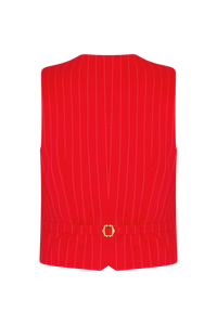 Fitted Waistcoat in Wool Pinstripe