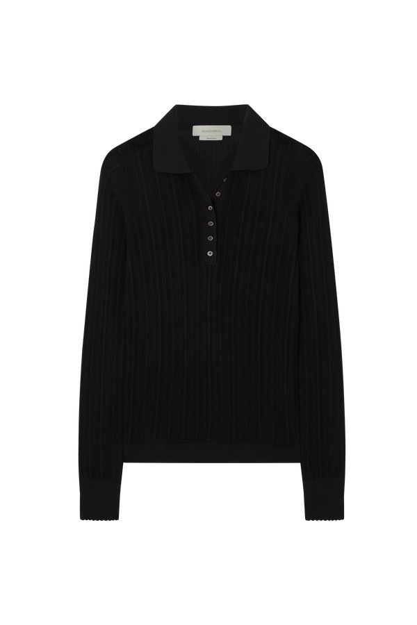 Pointelle Polo in Knitted Silk