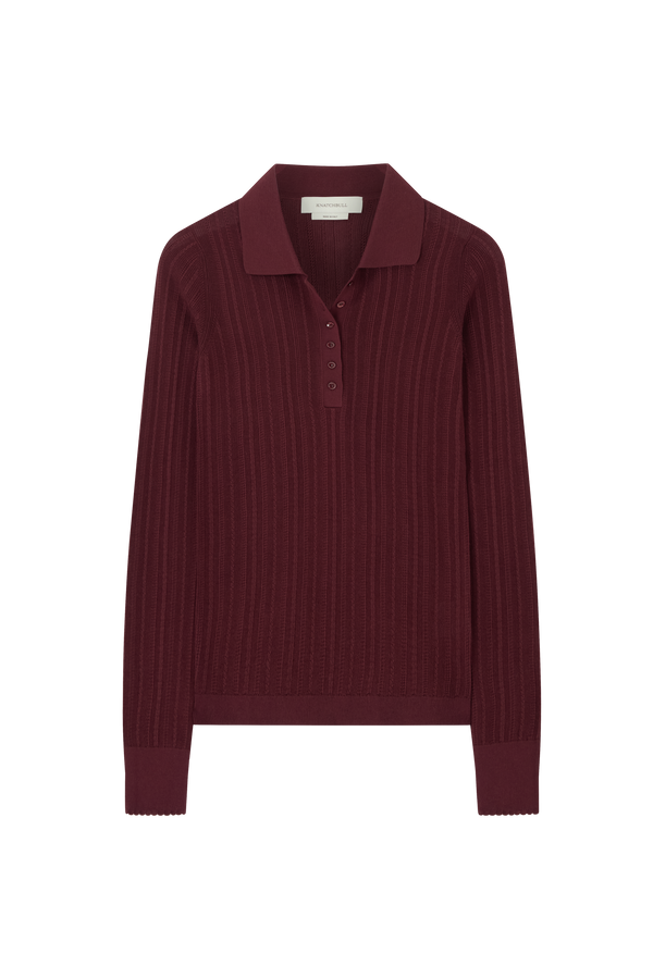 Pointelle Polo in Knitted Silk