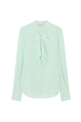 Cascade Ruffle Blouse in Silk Crepe de Chine