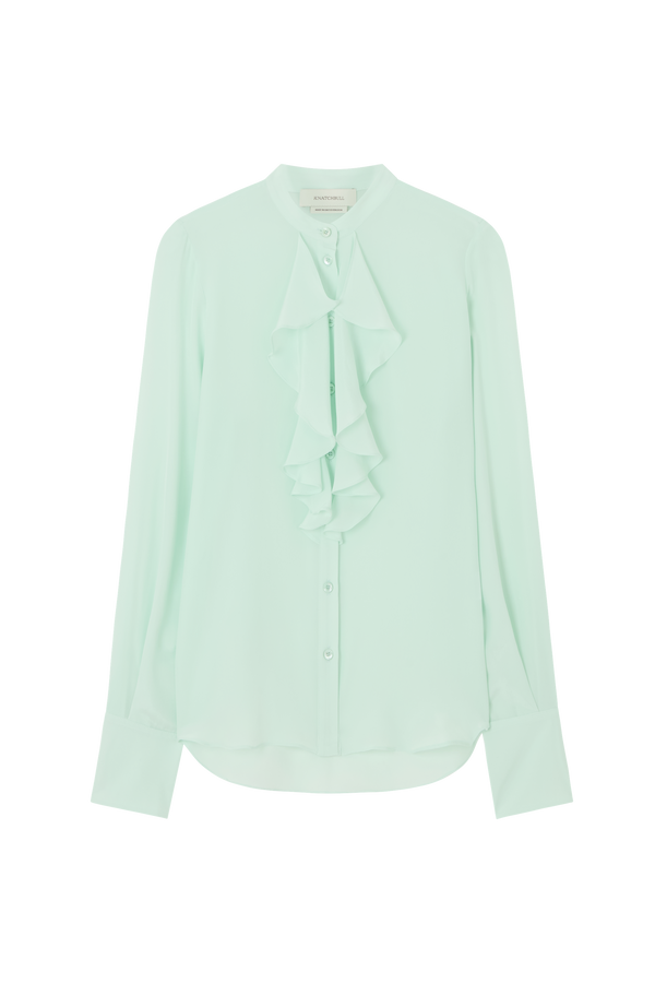 Cascade Ruffle Blouse in Silk Crepe de Chine