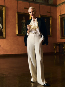 Cascade Ruffle Blouse in Sandwashed Silk Satin in Ivory – Knatchbull