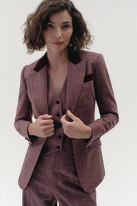 Fitted Waistcoat in Herringbone Wool