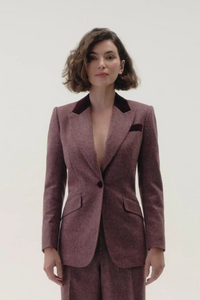 Single Breasted Jacket in Herringbone Wool