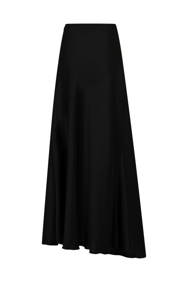 Asymmetrical Maxi Skirt in Silk Satin