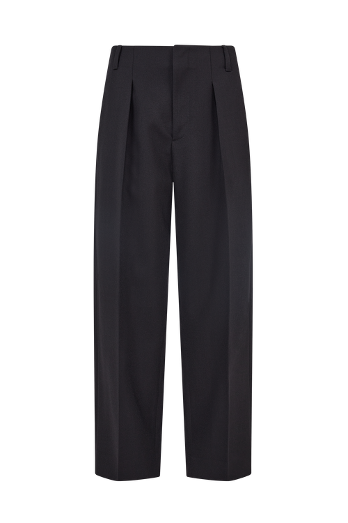 Barrel Leg Trouser in Wool Twill