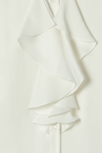 Silk ruffle blouse ivory sales