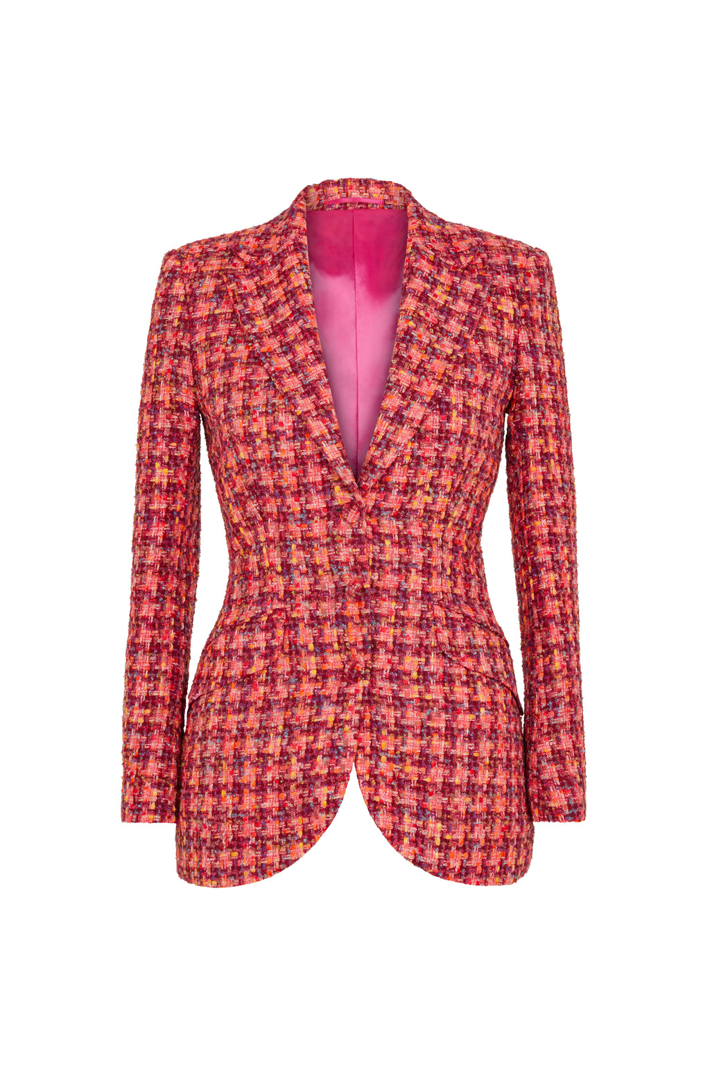 Single Breasted Jacket in Pink Tweed Boucle