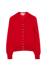 Crew Neck Cardigan in Fine Gauge Light Cashmere