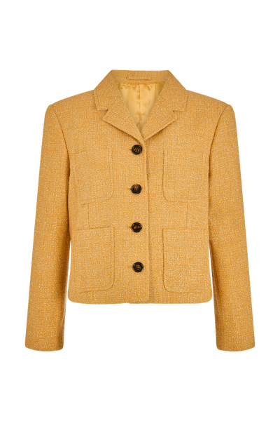Cropped Jacket with Four Buttons in Boucle