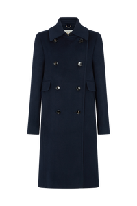 Double Breasted Coat in Wool Cashmere Navy – Savile Row for Women