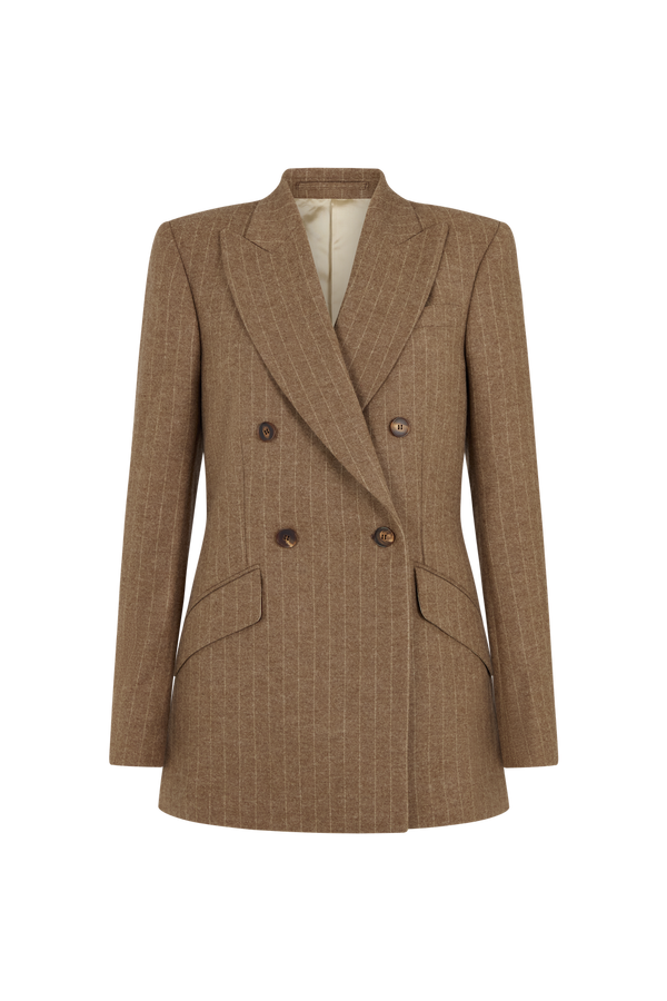 Double Breasted Jacket in Pinstripe Wool