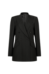 Double Breasted Jacket in Tonal Wool Stripe