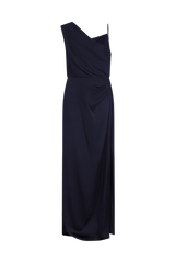 Asymmetrical Draped Gown in Crepe Backed Satin