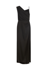 Asymmetrical Draped Gown in Crepe Backed Satin