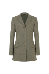 Longline Single Breasted Jacket in Houndstooth