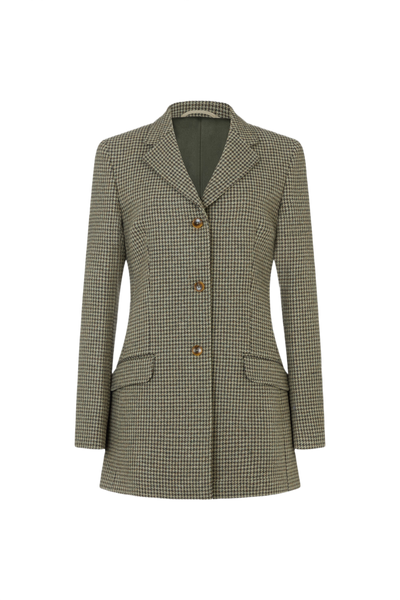 Longline Single Breasted Jacket in Houndstooth