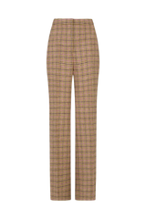 Straight Leg Trouser in Pink & Brown Houndstooth