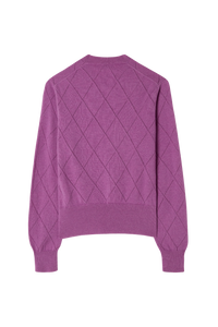 Argyle Pointelle Crew Neck Sweater in Cashmere