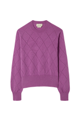 Argyle Pointelle Crew Neck Sweater in Cashmere