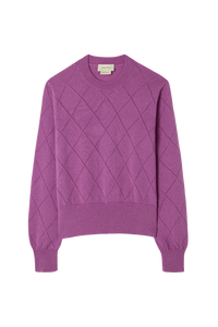 Argyle Pointelle Crew Neck Sweater in Cashmere
