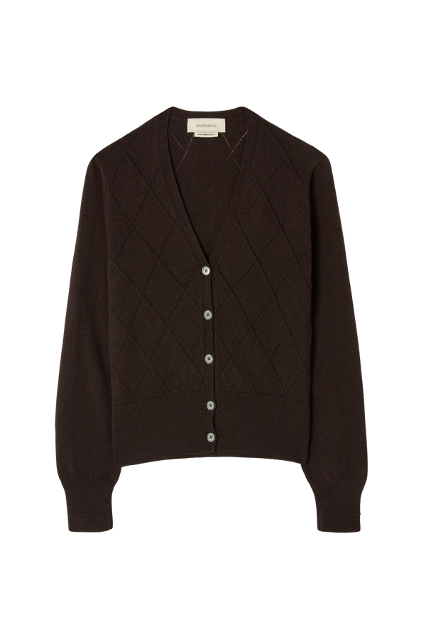 Argyle Pointelle Cardigan in Cashmere