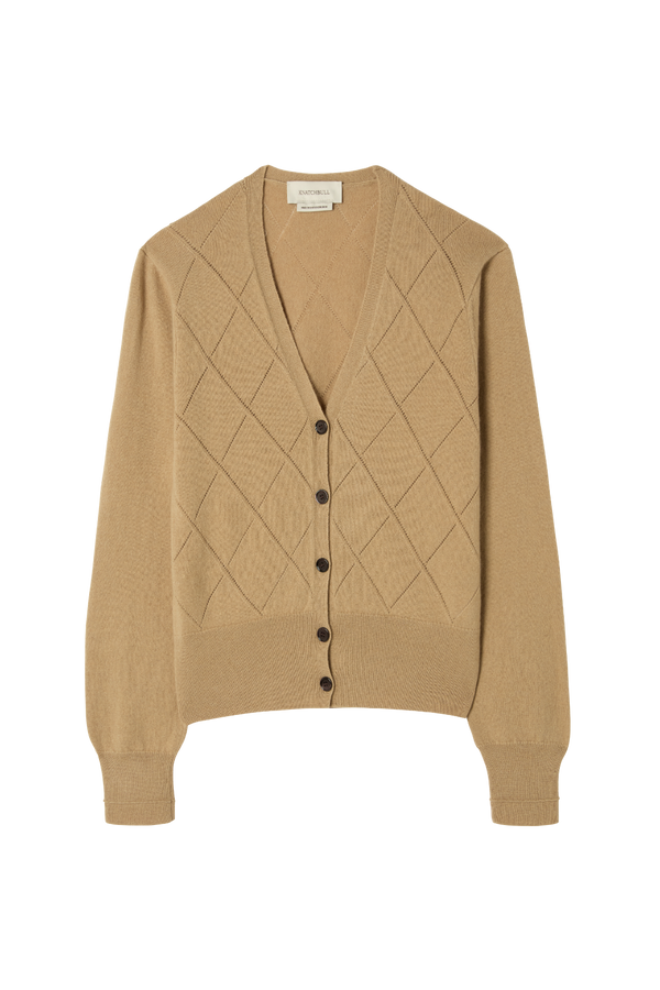 Argyle Pointelle Cardigan in Cashmere