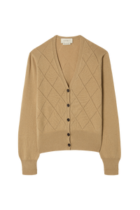 Argyle Pointelle Cardigan in Cashmere