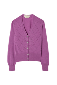 Argyle Pointelle Cardigan in Cashmere