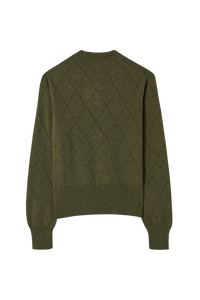 Argyle Pointelle Crew Neck Sweater in Cashmere