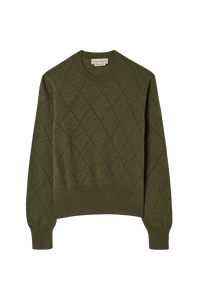 Argyle Pointelle Crew Neck Sweater in Cashmere