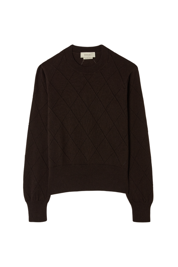 Argyle Pointelle Crew Neck Sweater in Cashmere